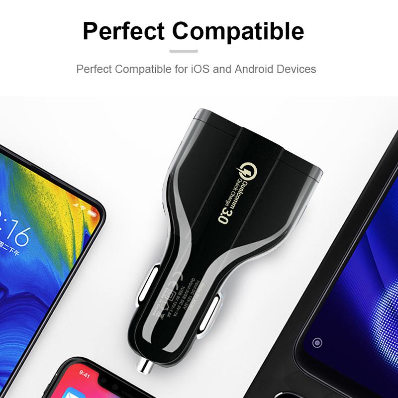 QGeeM QC 3,0 3 USB Auto Ladegerät Quick Charge 3,0 3-Ports Schnelle Ladegerät für Auto Telefon Lade Adapter für iPhone Xiaomi Mi 9 Redm
