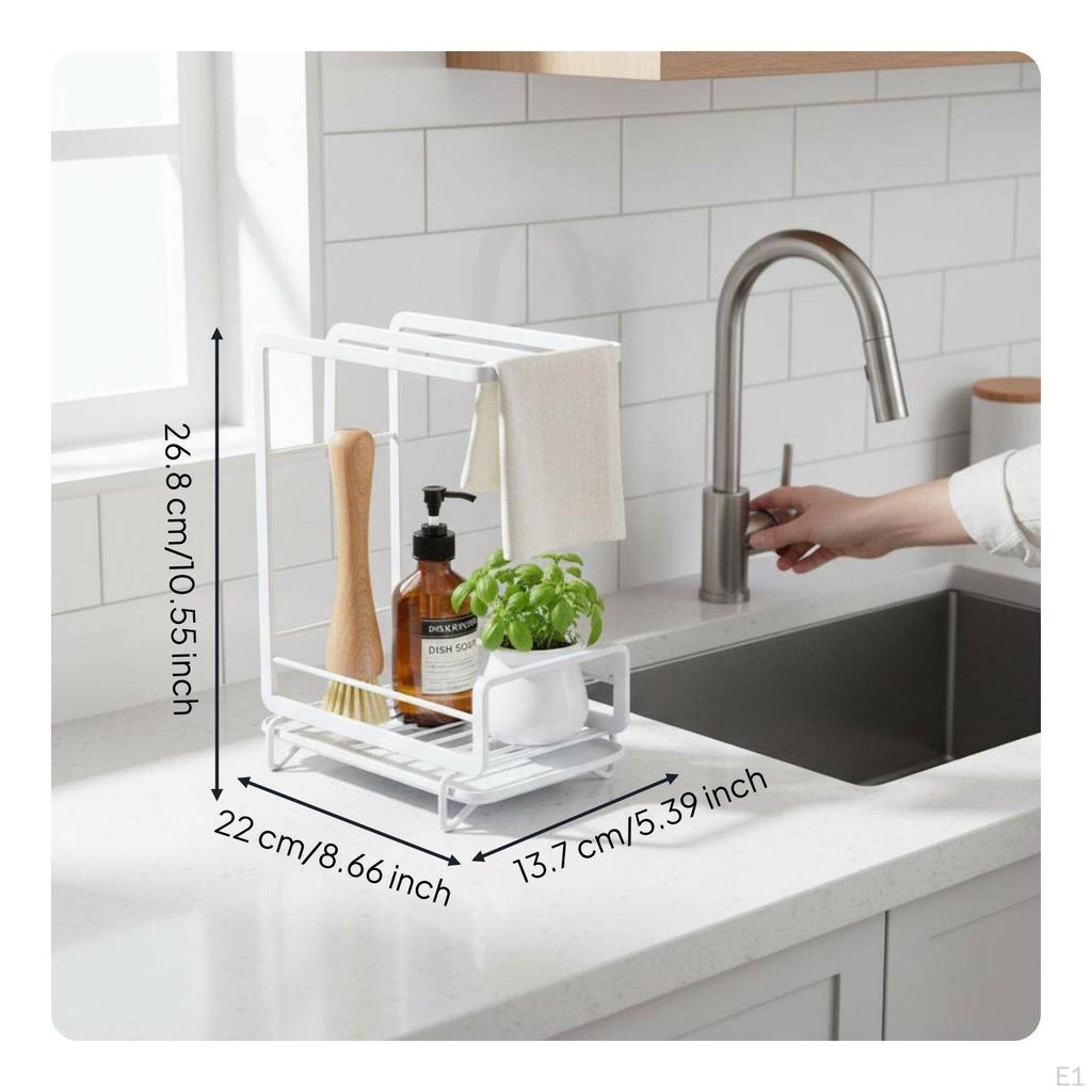 Kitchen Sink Organizer Rack Draining Design Sponge Holder with Dishcloth