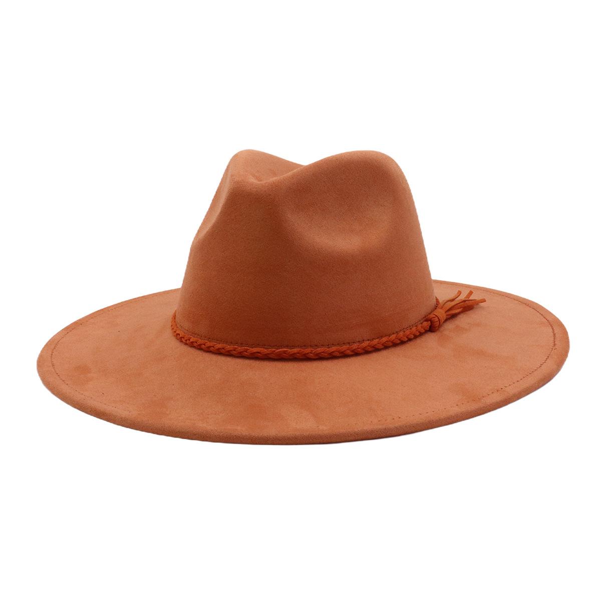 Unisex Suède Vilt Fedora Hoed Brede Rand Platte Rand Elegante Klassieke Herenhoed M 56-58cm brown