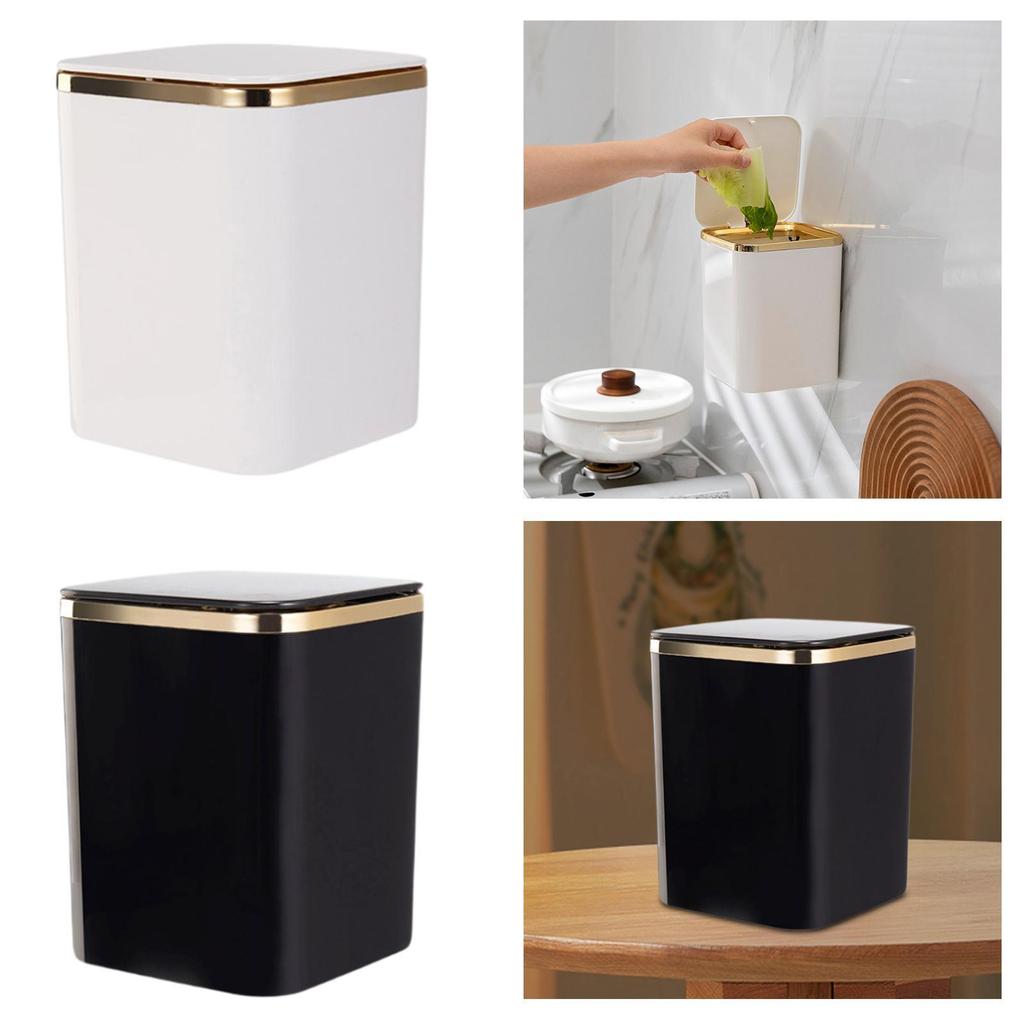 Kleiner Mülleimer Mini-Abfallkorb mit Druckdeckel Schreibtischmülleimer Abfallkorb für Wohnzimmer Büro Schlafzimmer daneben