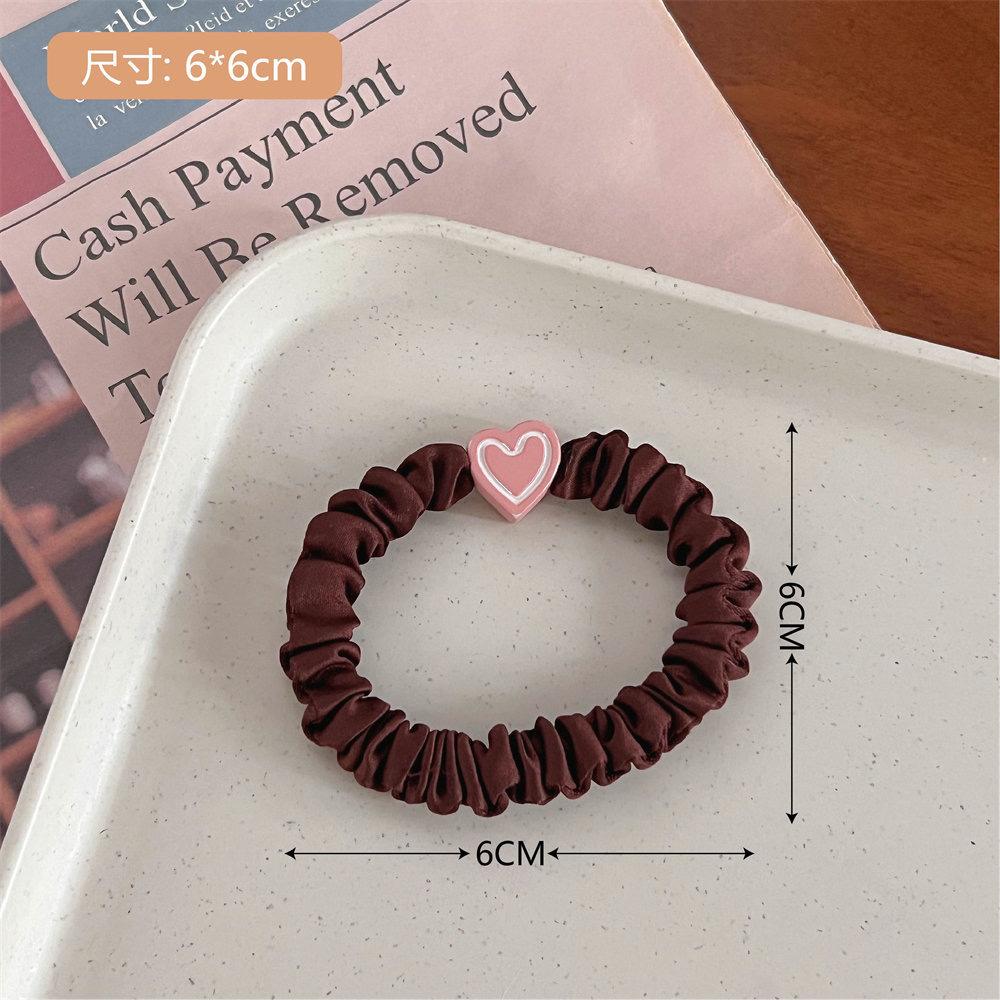 Korean Version Simple Heart Small Intestine Circle Milk Tea Color Hair Tie 2024 New High Elasticity Hair Accessory Hair Rope