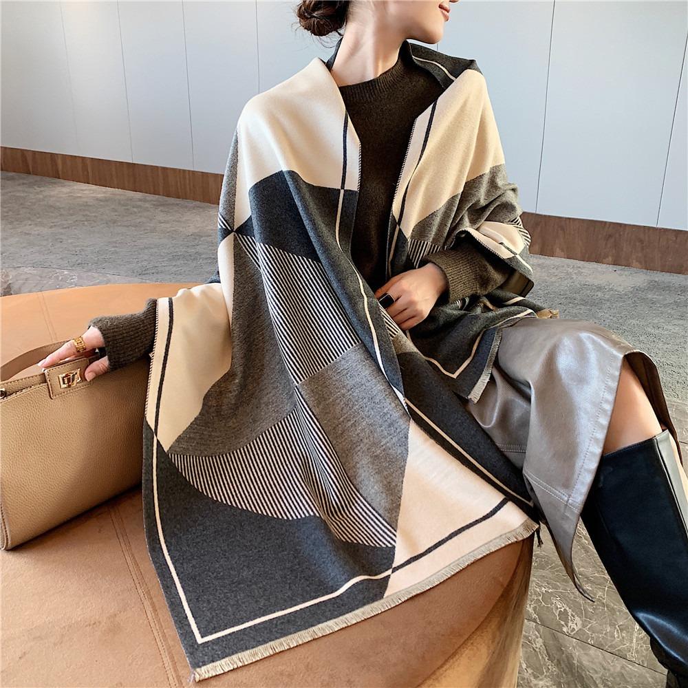 190*65cm Winter Wraps Scarf Women Lady Fringed Shawl New Cashmere Shawl