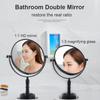 Miroir de Maquillage de Salle de Bain à Double Face Grossissement 1X/3X Cadre en Aluminium Miroir de Beauté de Table (Noir/Argent/Or)
