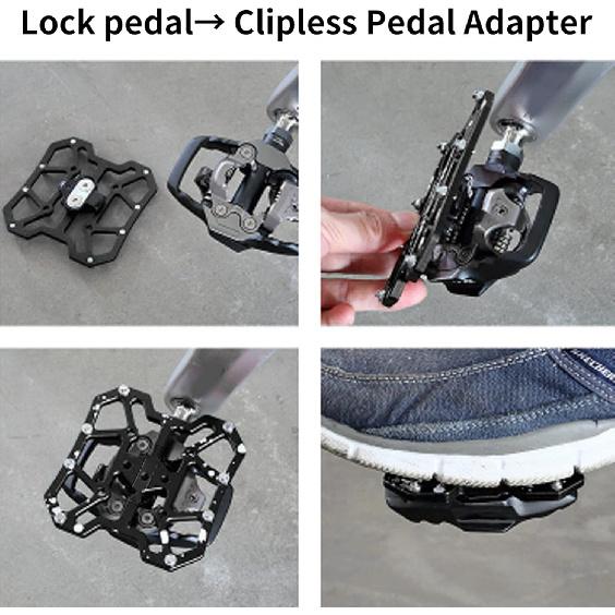 VGEBY1 1 Pair Bike Pedal Adapter, Aluminum Alloy Bike Clipless Clip-in Platform Pedal Adapters for