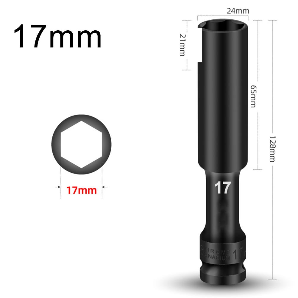 1pc 1/2in Drive Socket Wrench Hex Socket Head 8mm-24mm Adapter Spanner Converter Drive Drill Socket 128mm For Pneumatic Air Tool