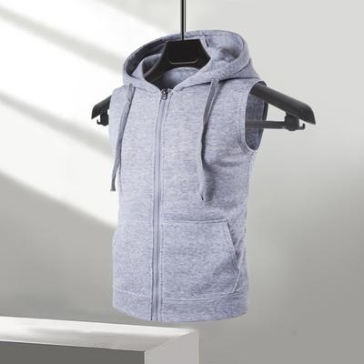 Giacca Gilet da Uomo con Cappuccio Coulisse Patta con Zip Gilet Tinta Unita Senza Maniche Colore Tasche Patta con Zip Gilet
