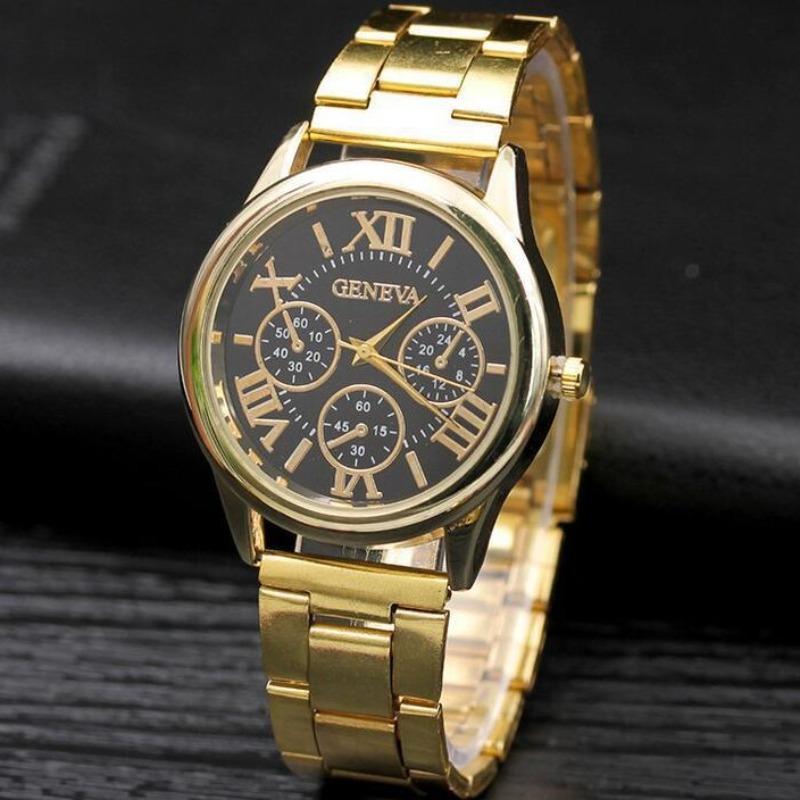 Geneva Steel Belt Men's Watch, Men's Watch, Fashion Three-Eyed Quartz Women's Watch