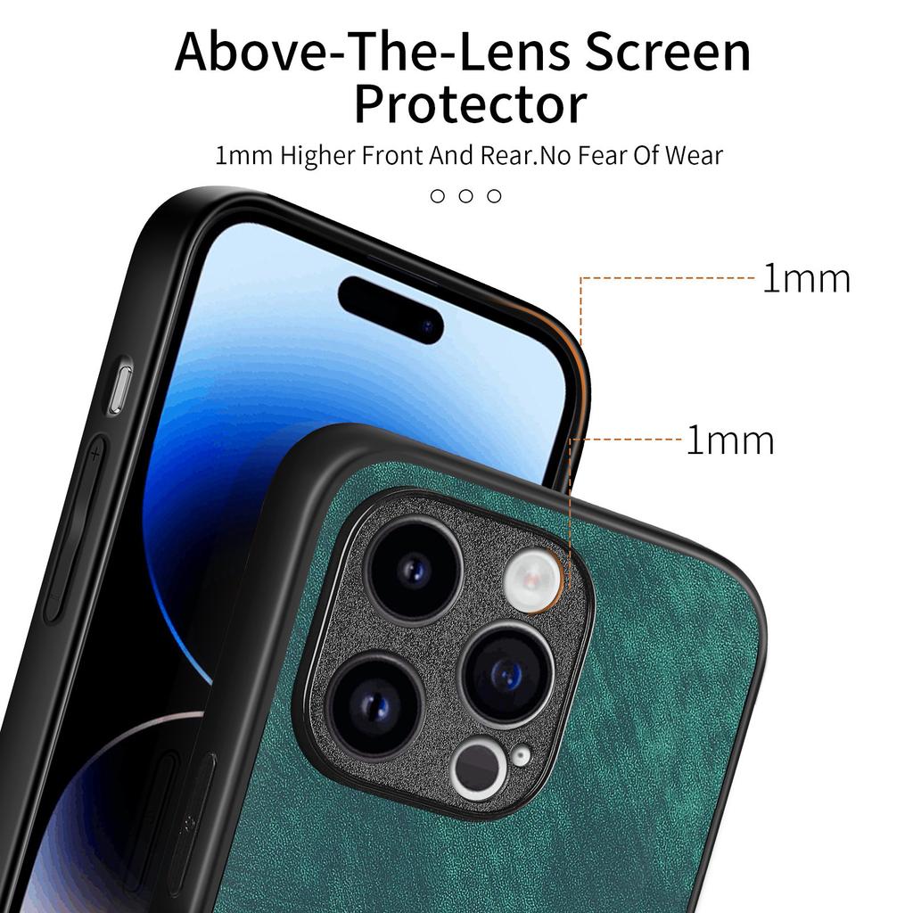 For iPhone 12 Pro Max 6.7 Inch Case Shockproof Slim Retro Leather Phone Back Cover