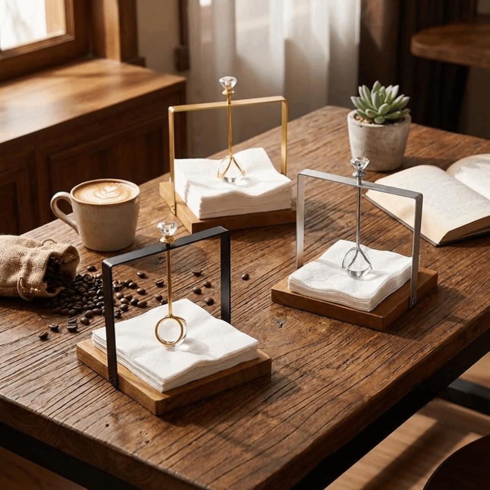 Light Luxury Metal Napkin Holder Creative Tissue Storage Box Tabletop Tissue Rack Restaurant