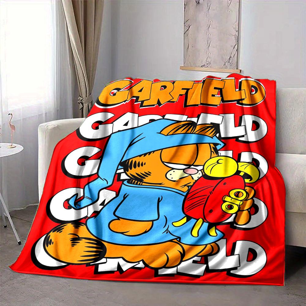 1Pc Garfield'S Cozy Adventure Flannel Blanket, Soft And Comfortable, Casual Warm, Camping Travel, Christmas, Halloween Xmas Gift El127