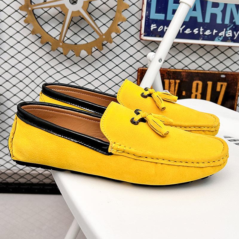LZD Breathable Men's Suede Leather Fringed Feet Casual Small Leather Shoes Men
