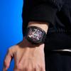 New Business Cool Wine Barrel Shaped Hollowed Dial Men's Wristwatch Silicone Strap Waterproof Luminous Quartz Male Watch