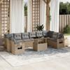 Vidaxl 11-Cz. Garden Furniture Set With Cushions, Beige, Poly Rattan
