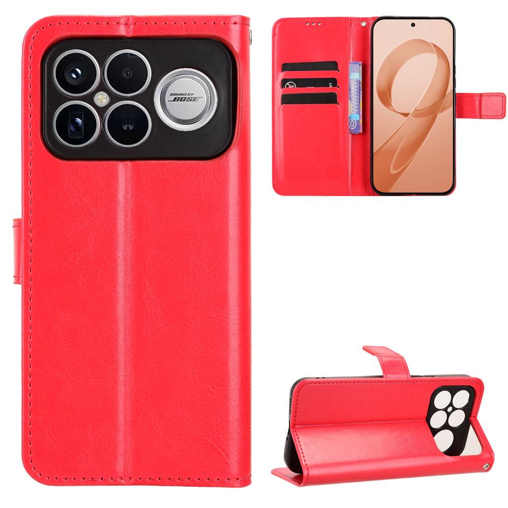 

Чохол-книжка для Xiaomi Poco F8 Ultra, Redmi K90 Pro Max з ПУ шкіри, повний захист корпусу [блокування RFID], чохли для телефонів червоний