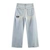 RZ Handmade Womens Classic Ripped Decor Mid Waist Loose Jeans