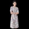PALUOPO Elegant Printed Silk Blend Midi Dress