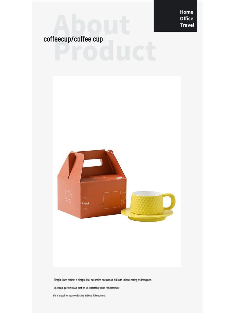 Minimalist Ceramic Coffee Cup & Saucer Set - Light Luxury for Home or Office