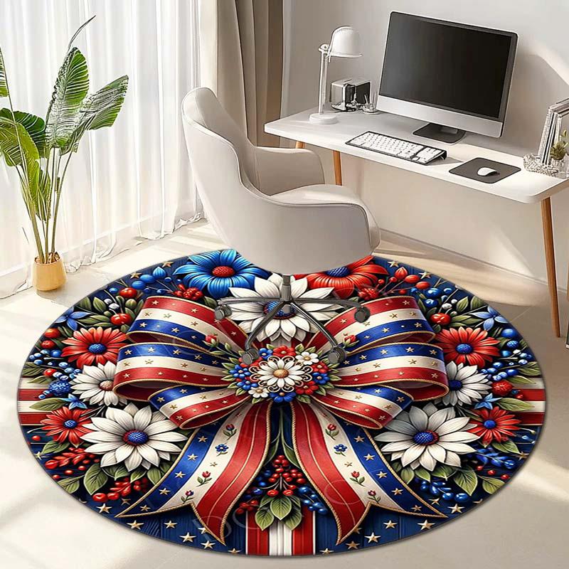 Cute Christmas Day Gift Bell Santa Claus Snowman Christmas Tree round rug Home Soft Decorative Anti slip Chair Mat Carpet Outdoor Floor Mat Carpet 11
