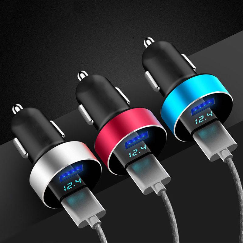Dual Ports 3.1A USB Car Phone Charger 12V/24V Digital LED