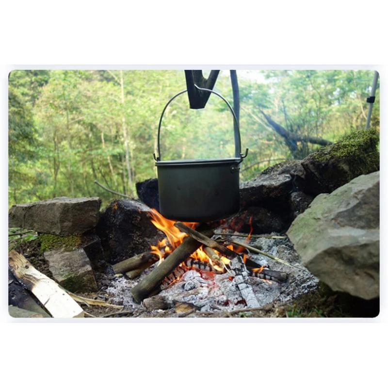 Outdoor Hanging Pot Camping Pot Large Barbecue Soup Pot Self-driving Portable Pot Outdoor Cooker Set Pot Picnic Non-stick Pan