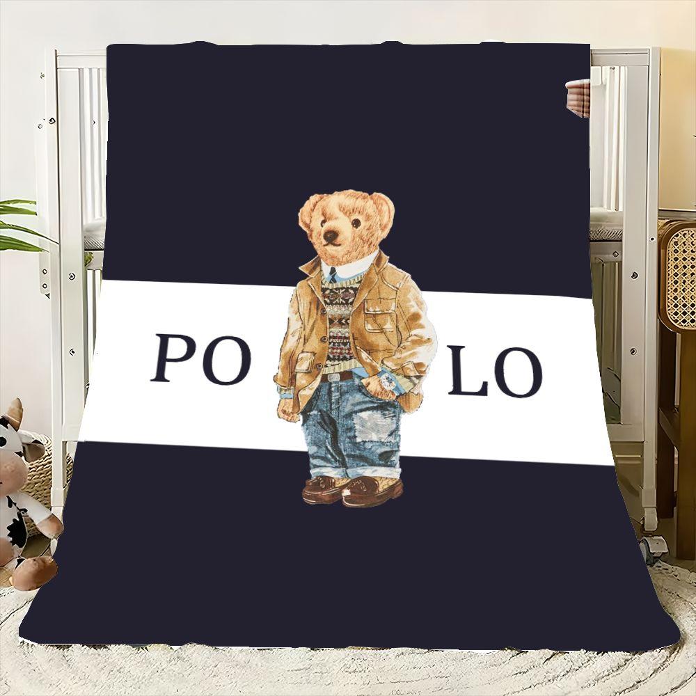 Trendy Teddy Bear Blanket - Stylish Plush Throw Featuring Dapper Teddy in Leather Jacket & Sweater, Cozy and Warm Soft Material 75x90cm