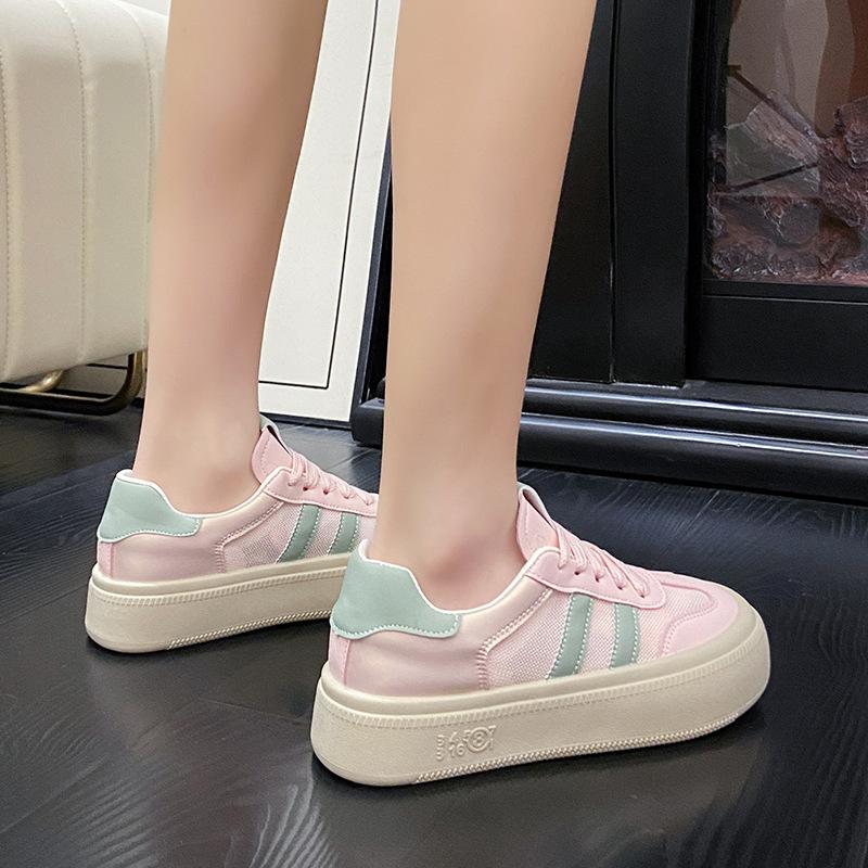 Dexun shoes women's 2025 summer new retro versatile thick-soled round head lightweight mesh breathable casual board shoes children