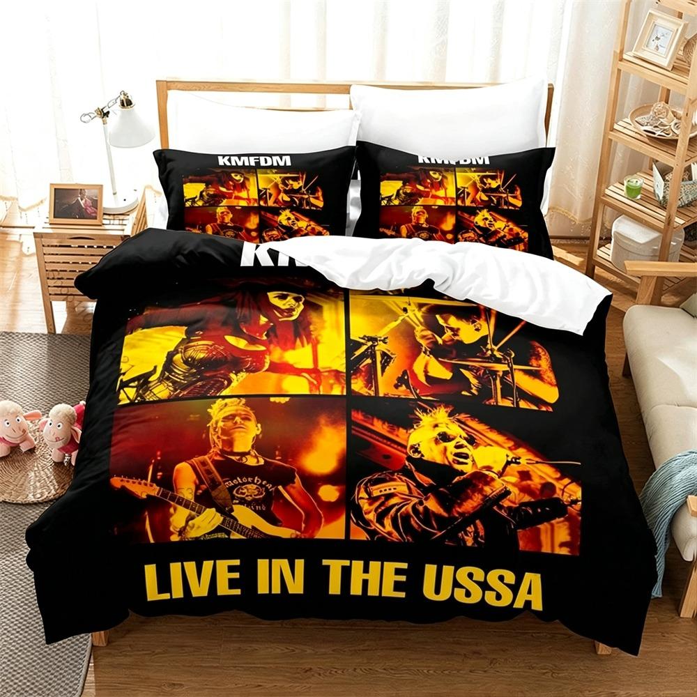 Hot K-Kmfdm Band Duvet Cover Pillowcase Bedding Set Adult Boy Girl Bedroom Decoration Children Gift Single Double Large Size