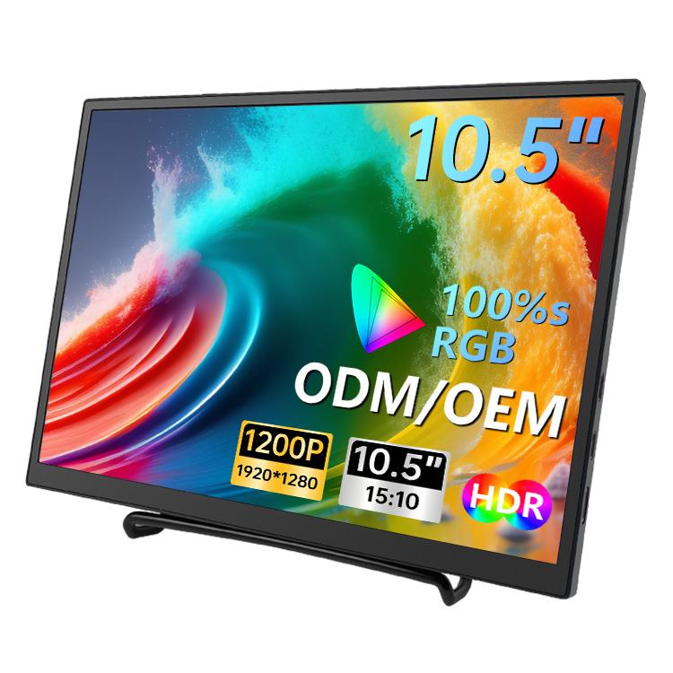 10.5 Inch Mini HDR 100%SRGB Ultra-Thin Portable Monitor 1280P Display with 420cd/m2 Brightness IPS LCD Laptop Screen Extender