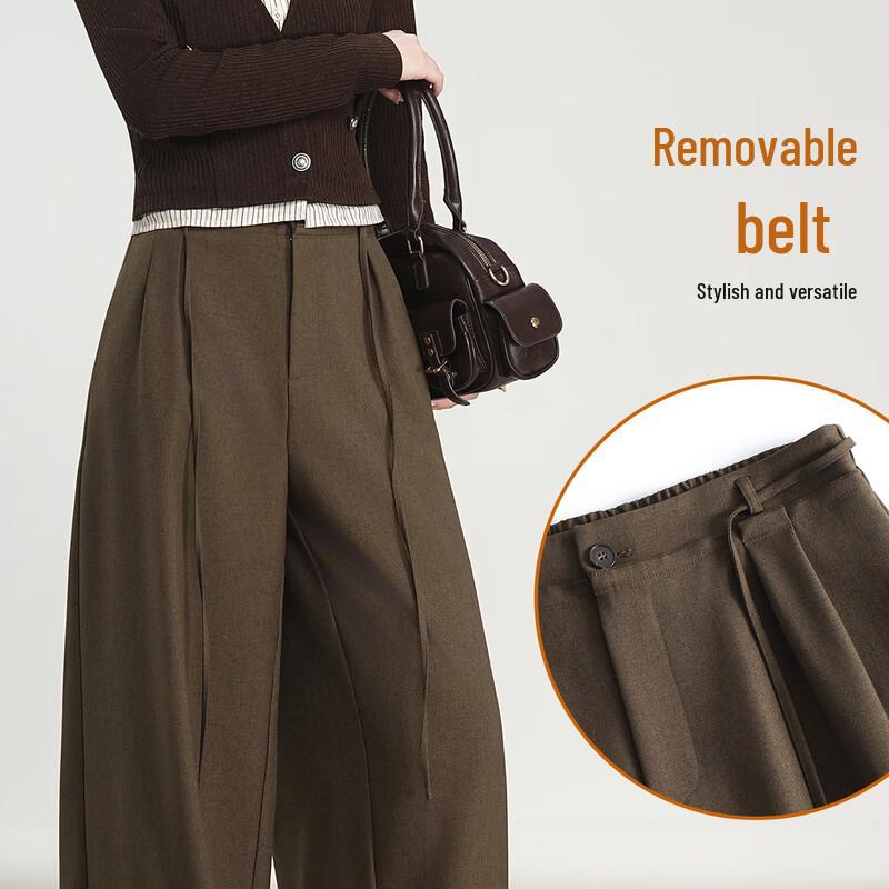 Bailuyu Women's Retro Straight-Leg Commuter Pants