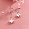 Unique Heart Shape Earrings Silver Color Love Heart with Long Chain Drop Earring Fashion Charm Ear Jewelry for Women