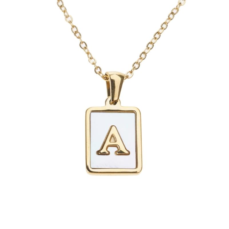 Stainless Steel Pendant Necklace Men Fashion Letter Square Card Necklace Adjustable Chain Necklace Present for Man Woman