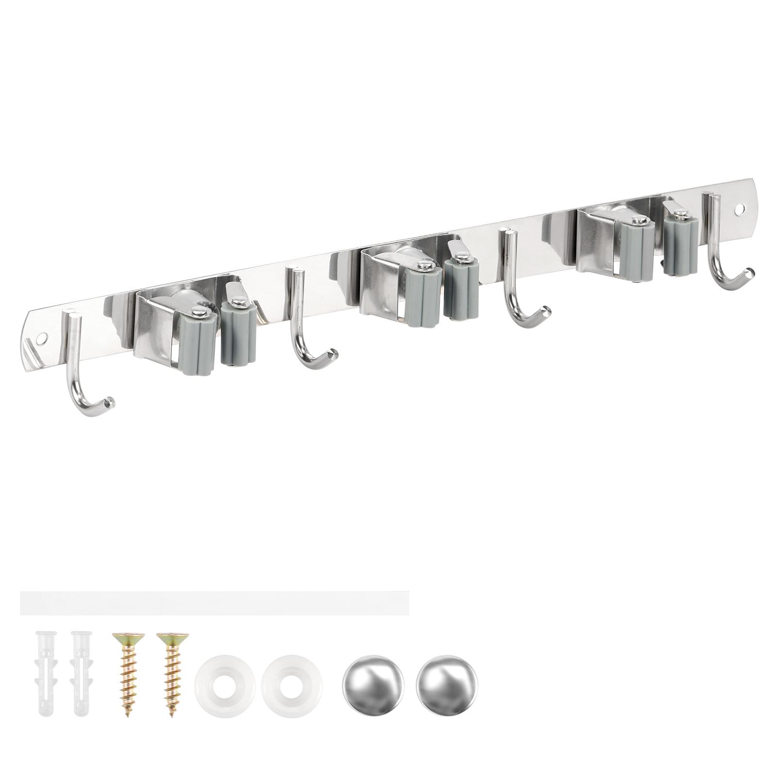 

Mop and Broom Organizer Stainless Steel Broom Mop Holder Wall Mounted Strong Broom Mop Holder for Bathroom Kitchen Accessories