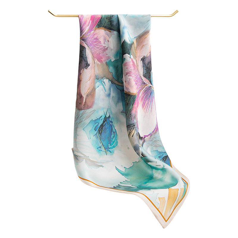 Silk scarf neck small square 100% mulberry silk high-end printed scarf fashion scarf for girls gift