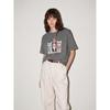 Grey Crew Neck Short Sleeve T-Shirt Women's Summer New Cat Print T-Shirt