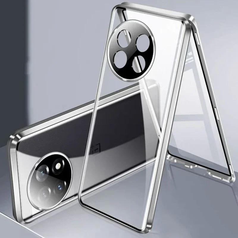 

Металлический чехол 360 градусов со стеклом для Oneplus 12 11 10 Pro 11R 12R Чехол Двусторонний магнитный протектор для линз для OnePlus Ace 3 2 2V Pro Coque For Oneplus 12 серебряный