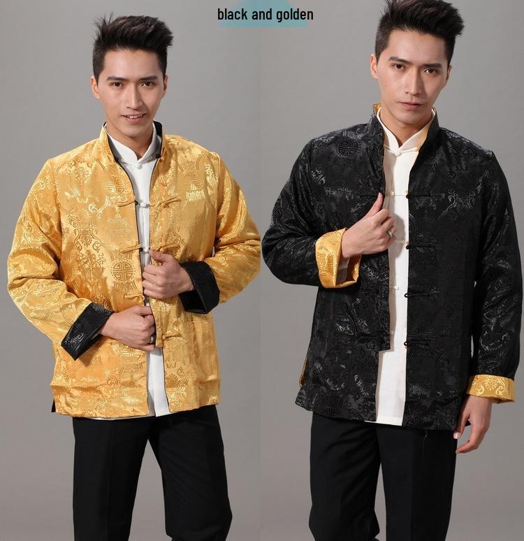 Men's Double-Sided Golden Tang Suit: Long-Sleeved Top for Spring/Autumn Photography