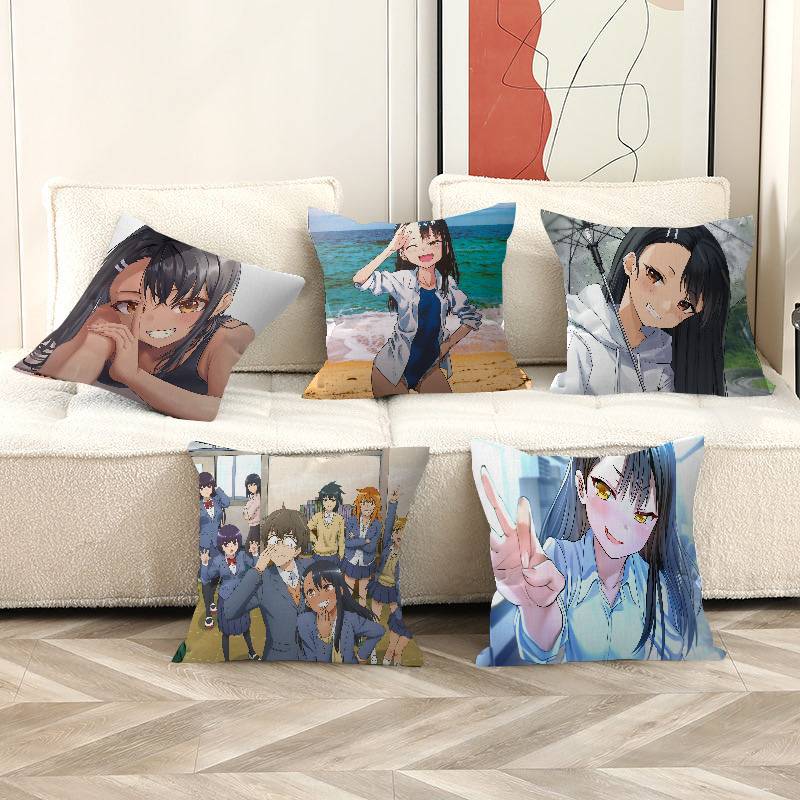 Anime Dont Toy With Me Miss Nagatoro Cushion Cover Inches Farmhouse Decor Home Throw Pillow Covers For Couch Decorations