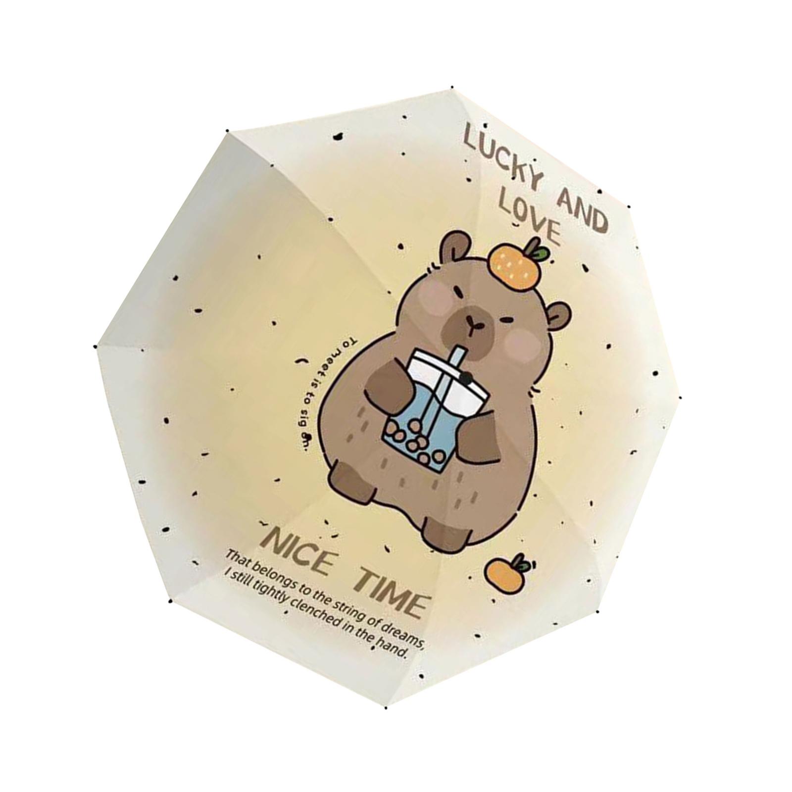 

Портативный зонт от солнца и дождя с рисунком капибары, устойчивый к УФ-лучам, защита от дождя, дорожный зонт, зонт с защитой от УФ-лучей 1