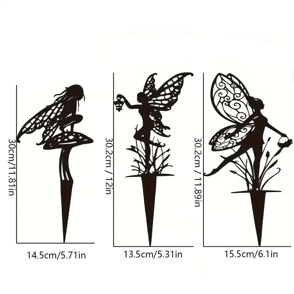 Enchanted Fairy Garden Decor Metal Floral Lawn Stake Outdoor Ornament for Yard Patio Decoration Whimsical Home Garden Art