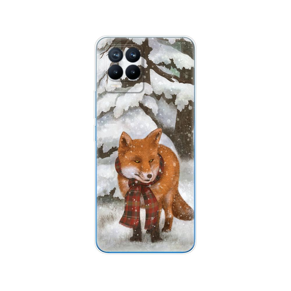 Für Realme 8 Hülle 6,4 Zoll Rückseitige Telefonabdeckung Für Realme 8 Pro OPPO Realme8 4G RMX3085 Stoßstange Winter Weihnachten Schnee Baum Neujahr