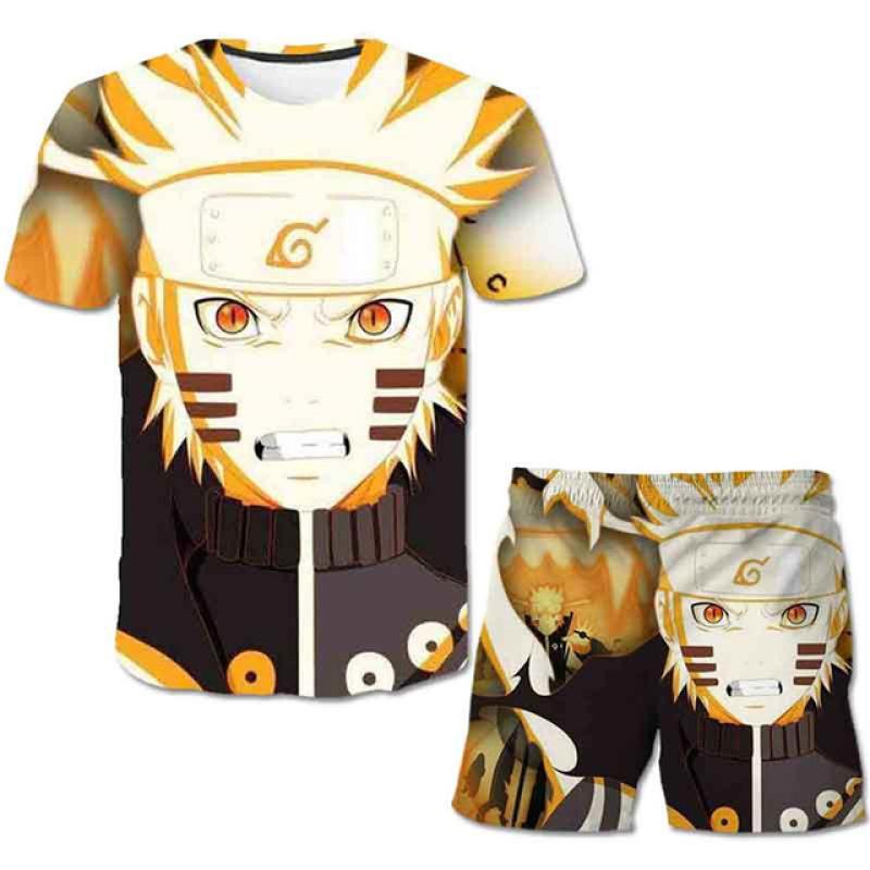 Mode 3D Vêtements Enfants 2 Pièces Ensemble Naruto Imprimer + Short Pantalon Vêtements 4-14 Ans Enfants Garçon Costume À Manches Courtes Tenue