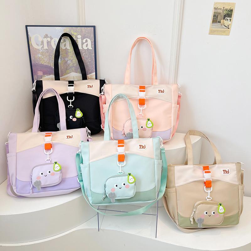 Cartoon Women's Shoulder Bag Contrast Color Student Crossbody Bag Large Capacity Tote Bag