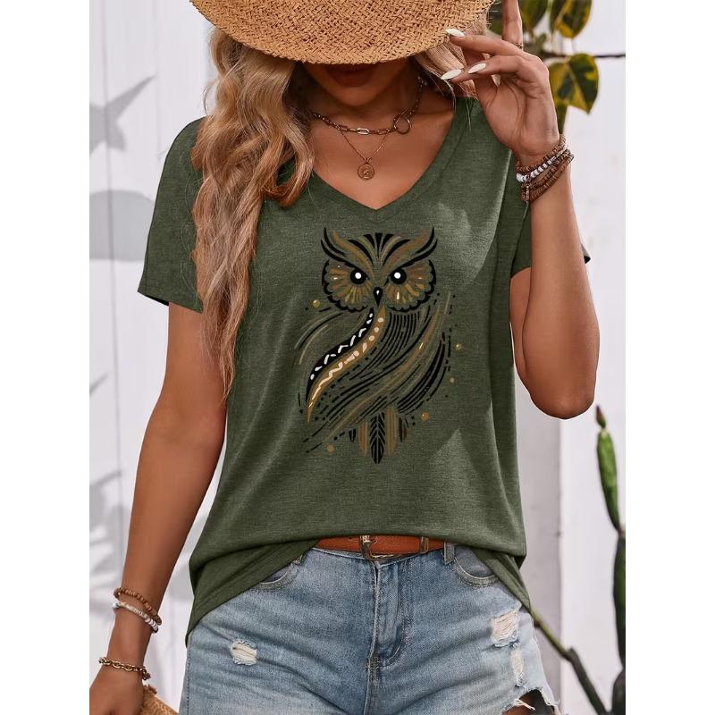 Women's V-neck short-sleeved T-shirt casual fashion