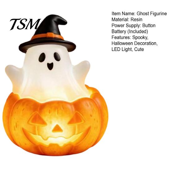 Spooky Halloween Table Decor Cute Light Up Ghost Decoration, Small Statue Night Light, Gifts for Lovers Resin Decoration Indoor, Kitchen Tiered