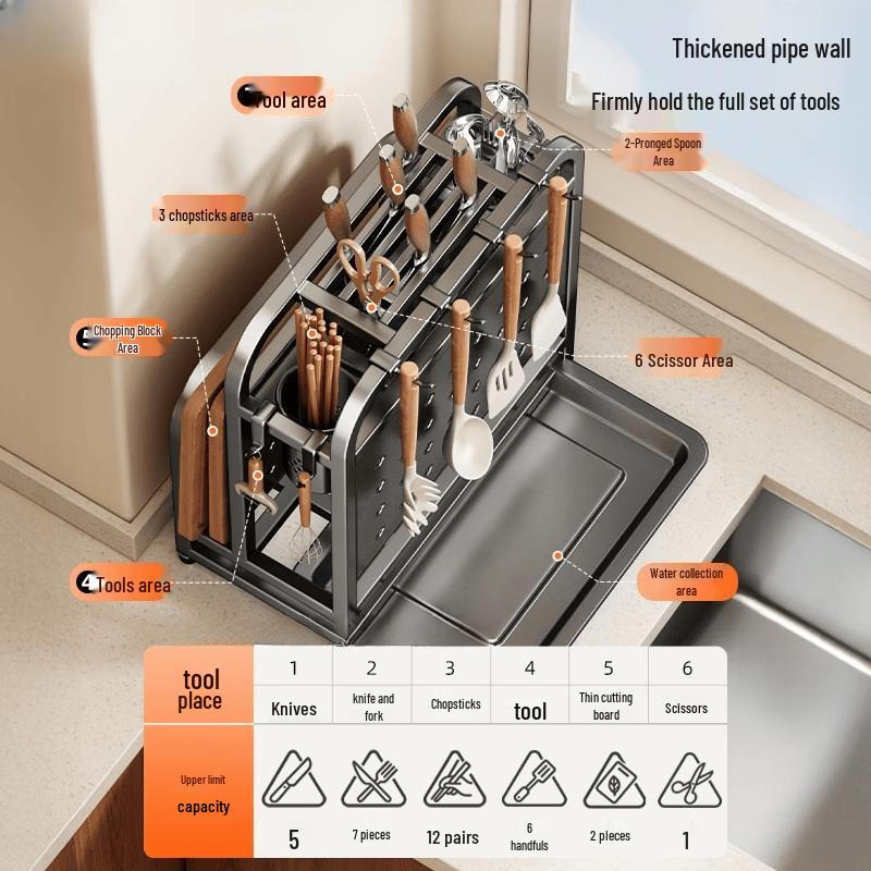 LETSFIND 316 Stainless Steel Kitchen Knife & Utensil Holder