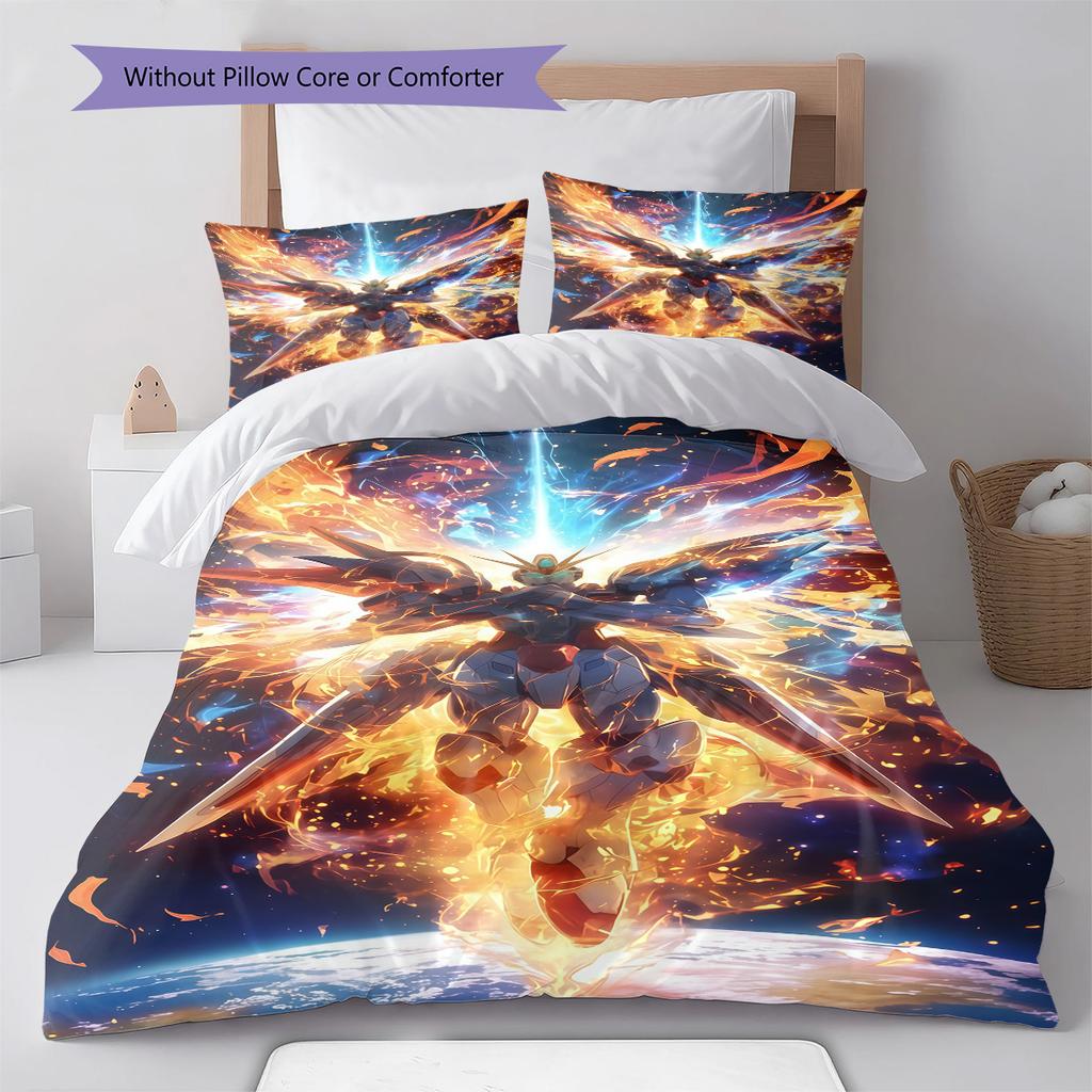 Gundam Action Pose Char’s Zaku Anime Bedding Set Polyester Soft Duvet Cover Bedroom Set -QJY