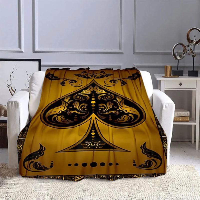 Playing card printing flannel blanket thermal blanket soft and comfortable home blanket universal in all seasons