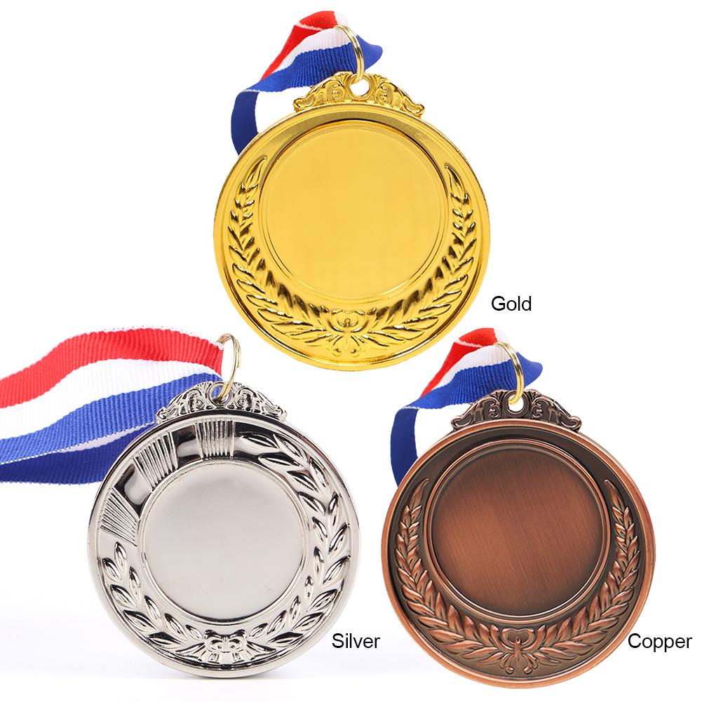 5.2cm Gold/Silver/Bronze Medal Class Rewards with Neck Ribbon Competition Awards Metal Winner Medals for Competitions Party Race