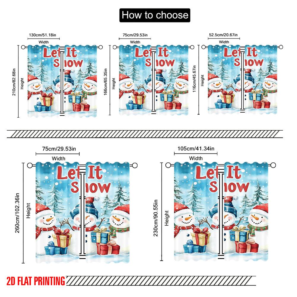 2 Stück 2D Flachdruck Weihnachtsfenstervorhänge Winter Schneemann 00 Strapazierfähiges Polyester Ohne Strom Frühlingsparty & Feiertag