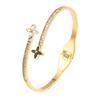 Four-leaf Clover Titanium Steel  Female High-end Sense Does Not Fade Oval Elastic Opening  Personalized Versatile Diamond-encrusted 